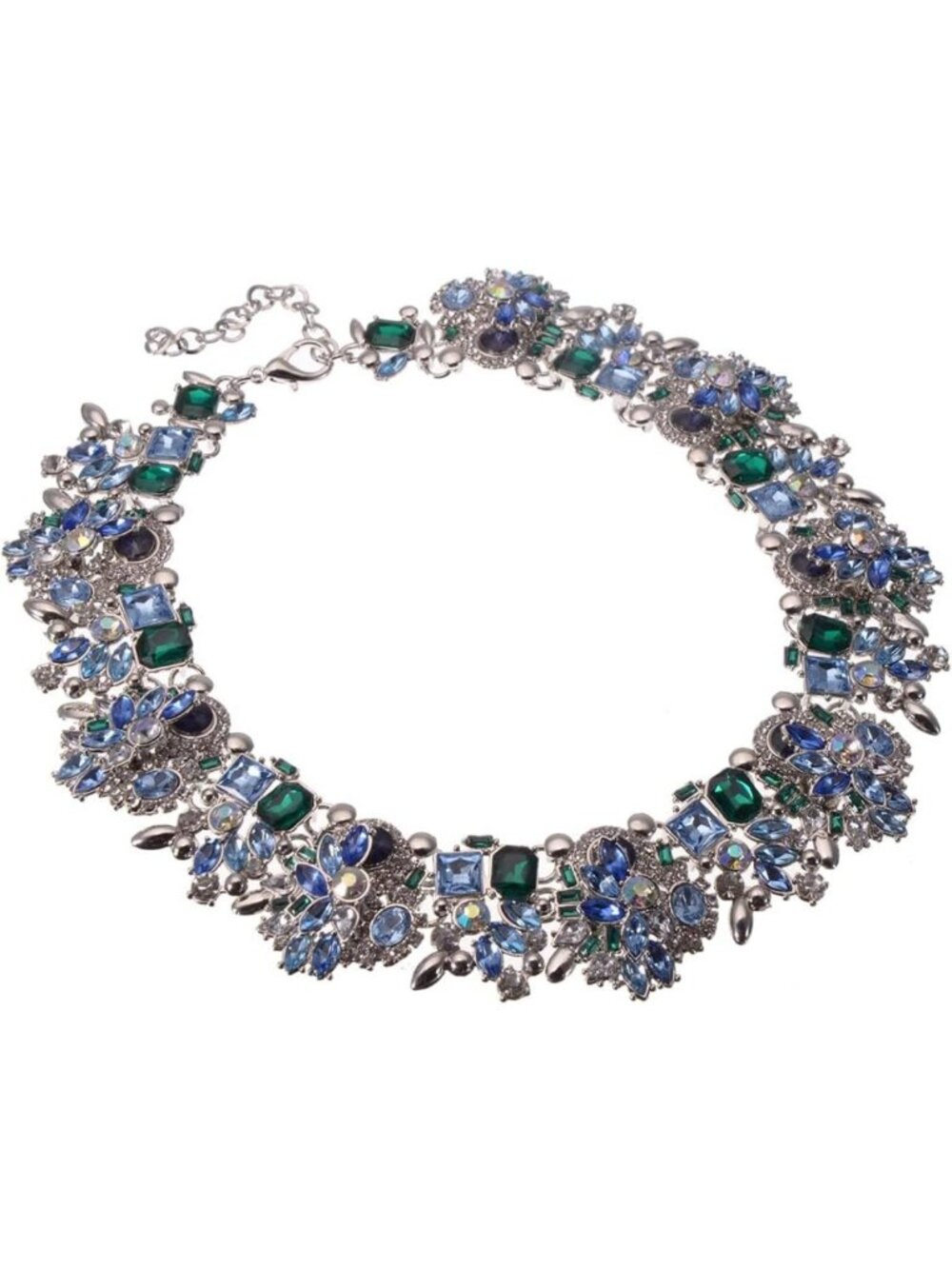Glam Crystal Rhinestone Chunky Chain Choker Necklace - Vintage Bib Statement - Picture 3 of 4